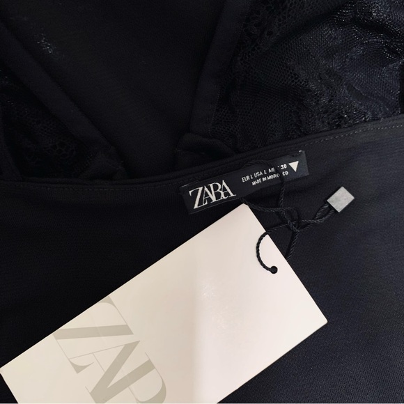 Zara New Women V-Neck Short Black Sexy Slip Dress Size Large - Picture 13 of 13